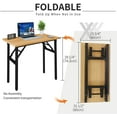 thumbnail image 4 of SOGES 31.5 inches Folding Desk No Assembly Sturdy Small Writing Desk for Small Spaces, Teak & Black, 4 of 7