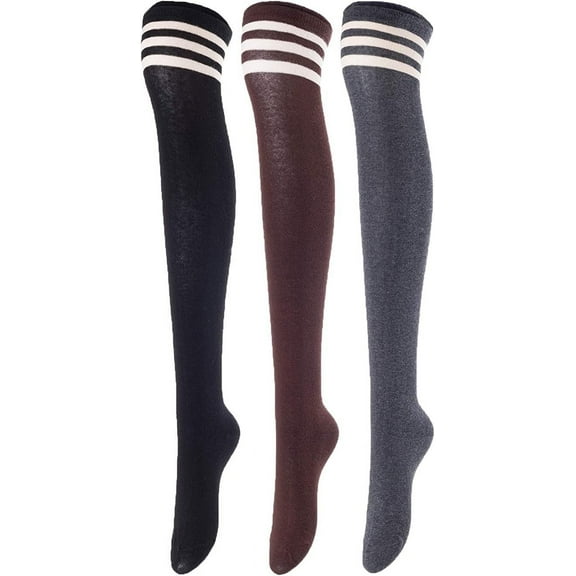 AATMart Women's 3 Pairs Cute Cozy Fancy Knee High Cotton Boot Socks with a Wide Color and Size Range Size 6-9 (Assorted) T1022-3c16