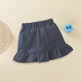 thumbnail image 6 of GiLiling Girls Denim Skirts, Ruffle Hem Mini Skirt with Pockets, Elastic Waist Cotton Blend Skirt for Toddlers Casual School Wear (Blue, 6-12 Months), 6 of 6