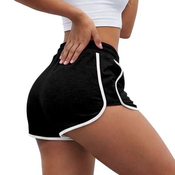 Tiweut Womens Athletic Shorts Running Color Block Dolphin Shorts with Pockets and Drawstring