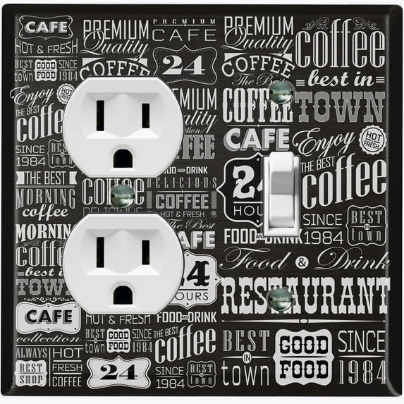 Metal Light Switch Plate Cover Cafe Diner Coffee Sign COF022