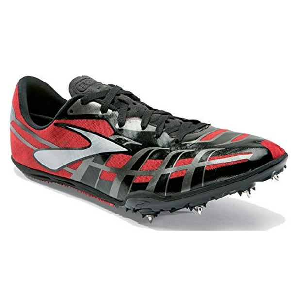 black and red track spikes