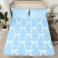 thumbnail image 2 of Castle Fairy Adults Female Men Cute Bow-Tie Twin Sheet Sets 3pcs,Dreamy Princess Bow Twin Fitted Sheet Microfiber,Cartoon Ribbon Bow Knot Breathable Flat Sheet,Breathable Home Decor, 2 of 7