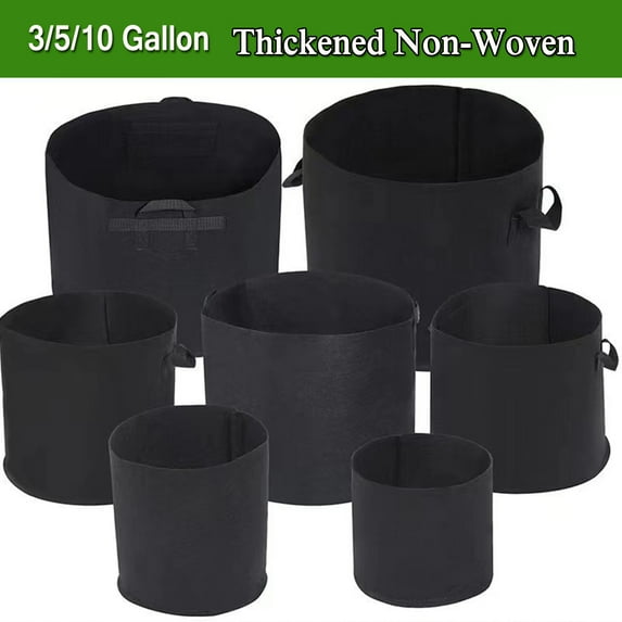 Grow Bags3/5/10 Gallons High, with Handle, Heavy-duty 280g Thick Non-woven Plant Bag, Suitable for Vegetables.