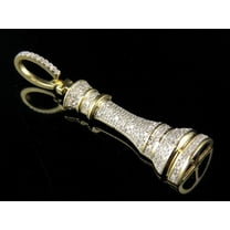 Chess King 0.65 CT Diamond Charm Pendant 1.6" 10K Yellow Gold