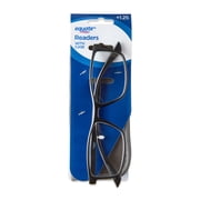 Equate Men's Jackson Rectangular Reading Glasses with Case, Matte Black, +1.25