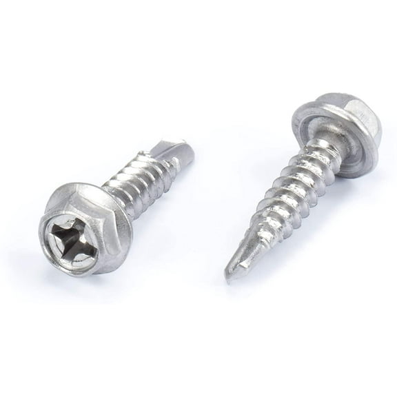 THE CIMPLE CO - 100pc Stainless Steel Self Drilling Tapping Screws #8 x 3/4" Hex and Phillips