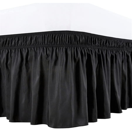 Wrap Around Bed Skirts, Black for Twin & Twin XL Beds 21 Inches Drop ...
