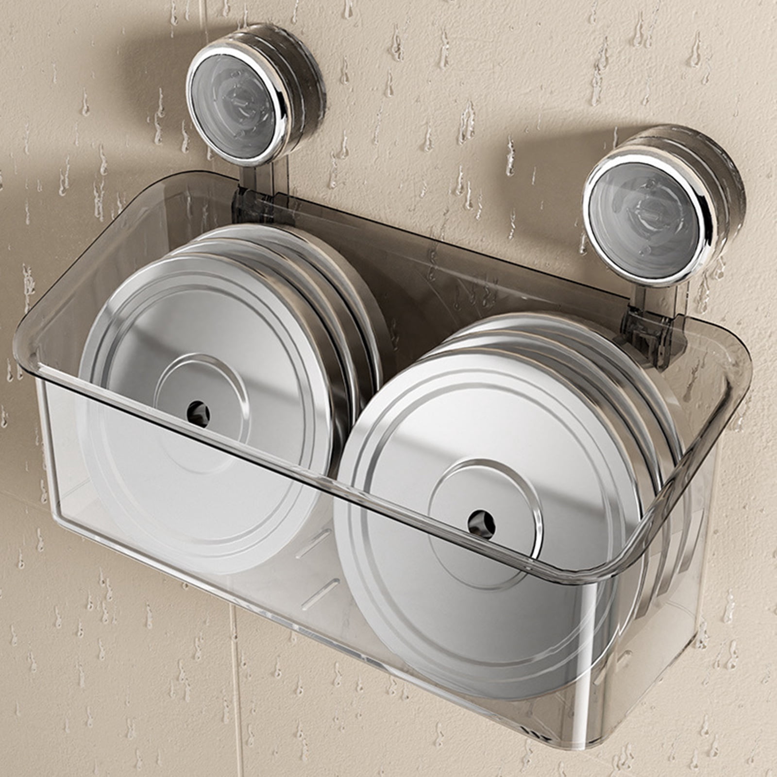 Bath Toy Storage Organizer, Bathtub Toy Holder with Drain Holes, Clear Powerful Suction Shower Caddy for Bathtub, No Drilling Shower Caddy Suction Cup for Bathroom, Kitchen, 1 Pcs, 12.05x5.47x8.66"