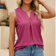 thumbnail image 5 of up to 60% off Gifts Usmixi Womens Tank Tops Beach Lightweight Casual Hollowed Smocked Tunic Shirts Vest Summer Trendy Solid V-Neck Sleeveless Shirts Blouse Hot Pink XXL, 5 of 6