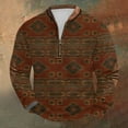 thumbnail image 1 of Blusas y camisas de manga larga con cuello redondo para hombre, talla grande, media cremallera, cuello redondo, estampado vintage, manga larga, poliéster, 1 of 4