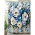 thumbnail image 2 of Fsddascl Hydrangeas Flower Shower Curtain Set - Extra Long 72" x 96" Washable Curtain with 12 Hooks, Blue White Floral Country Oil Painting Waterproof Fabric Stall Shower Curtains for Bathroom, 2 of 6