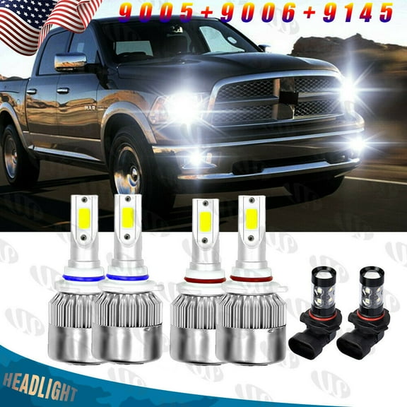 For Dodge RAM 1500 2500 3500 2016-2018 Combo LED Headlight Bulbs Hi/Lo Fog Light