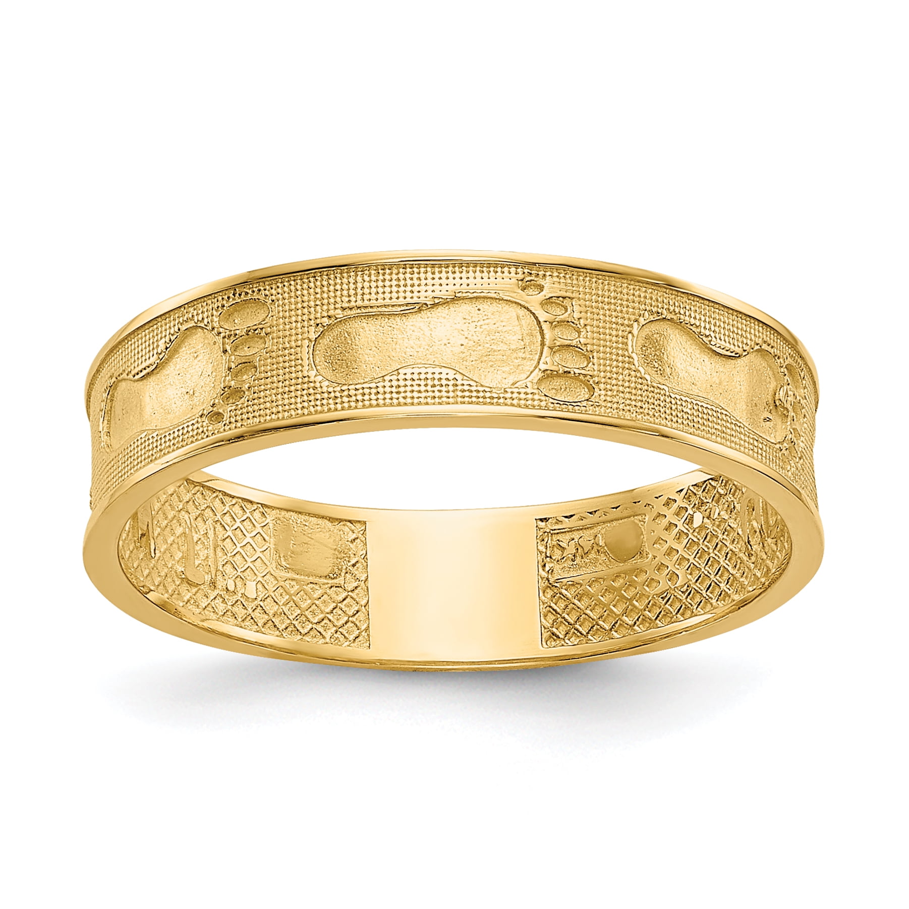 14k Yellow Gold Footprints In The Sand Band Ring Size 6.00 Religious