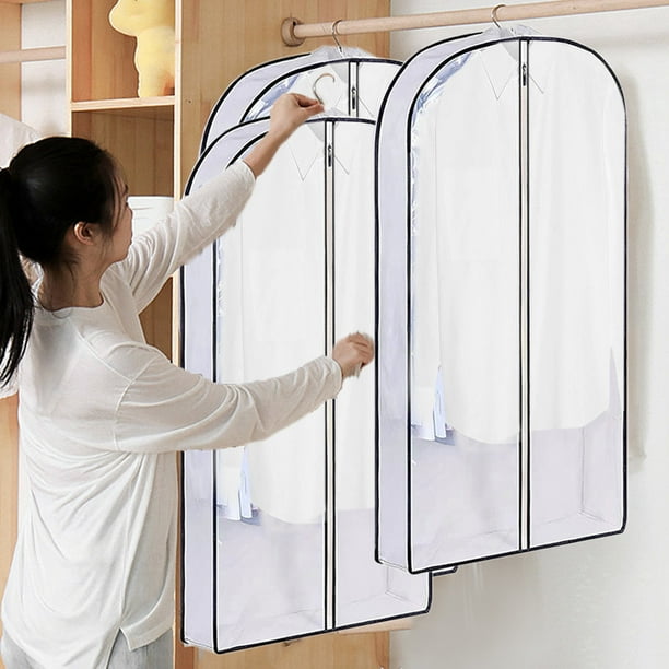 Bolsa para ropa para almacenamiento en armario y viaje | Funda para traje plegable de tela no tejida con ventana transparente | Protector transpirable para ropa colgada como trajes, vestidos