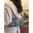 thumbnail image 2 of Women's Black Suede Shoulder Bag, Vintage Underarm Handbag with Knot Strap, Flap Closure Purse, Classic Evening Bag, 2 of 7