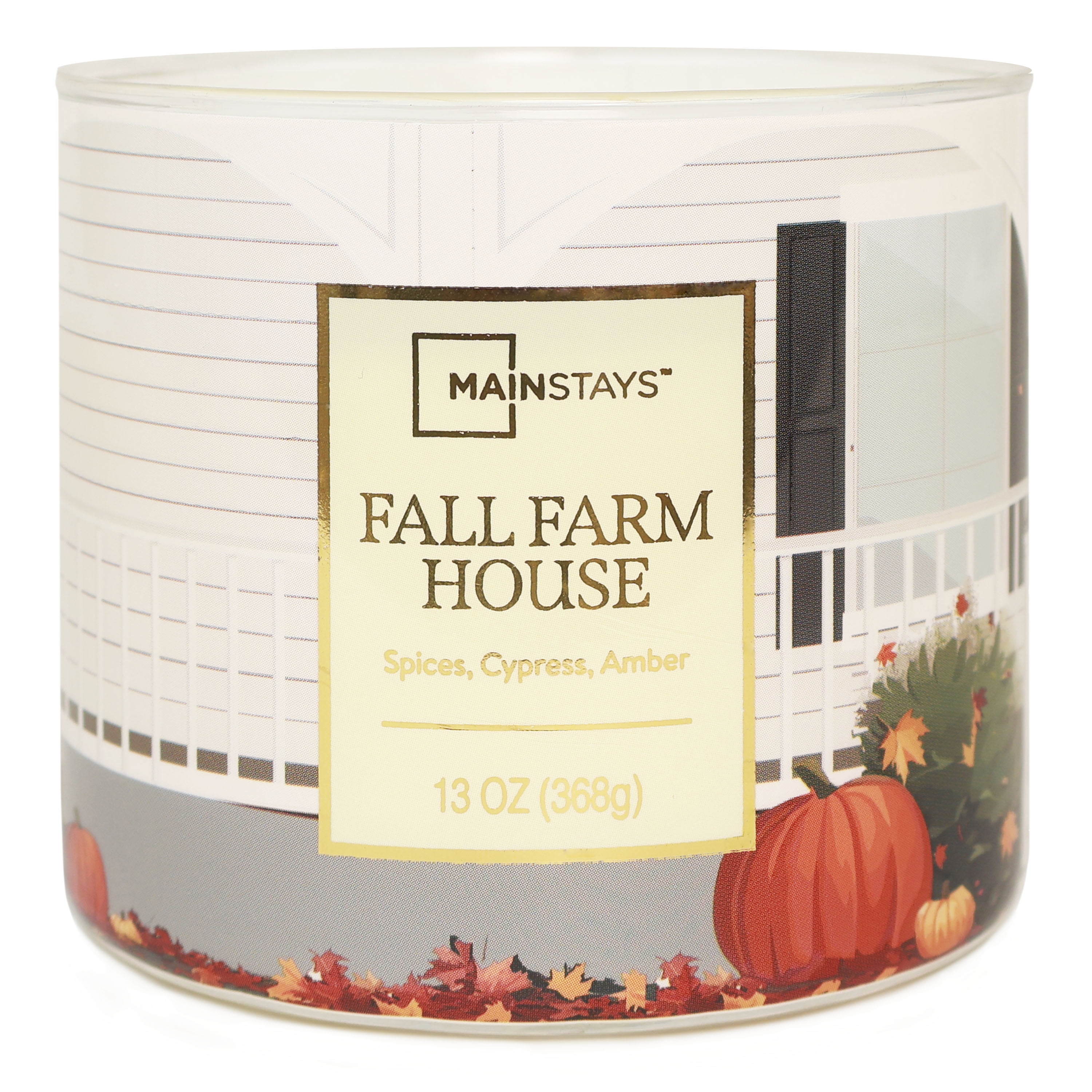 Mainstays Fall Farmhouse 3-Wick Candle, 13 Ounce