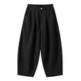 thumbnail image 6 of Sevevn Women High Waist Pleated Barrel Pants Button Fly Loose Cropped Balloon Casual Trousers with Side Pockets Black XXL, 6 of 6