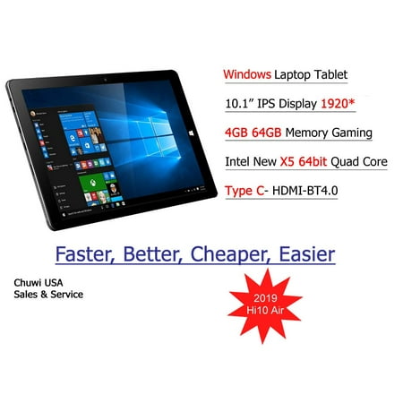 ChuwiUSA HI10 Air Tablet,10.1 inch Intel Cherry Trail X5 Tablet PC,4GB+64GB Windows 10 OS,WiFi,BT4.0,2K Resolution (Best Bay Trail Tablet)