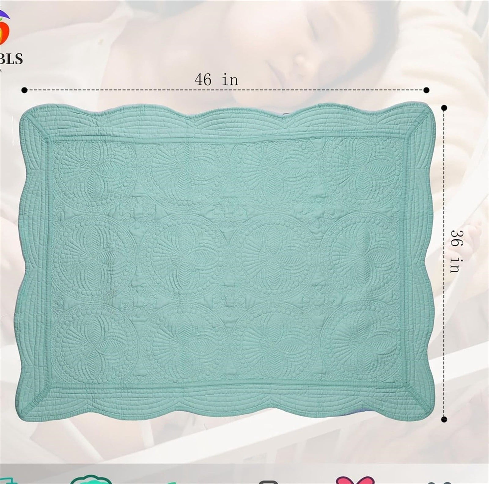 Myvepuop Baby Quilt Personlized Monogram Lightweight Embossed Scalloped Throw Blanket Four Seasons 36X46 Inch Pink