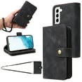 thumbnail image 1 of for Samsung Galaxy S22 Wallet Case, [Card Slots] PU Leather ID Credit Holder Folio Flip Kickstand Magnetic Clasp Phone Cover & Lanyard & Shoulder Strap for Samsung Galaxy S22, Black, 1 of 9