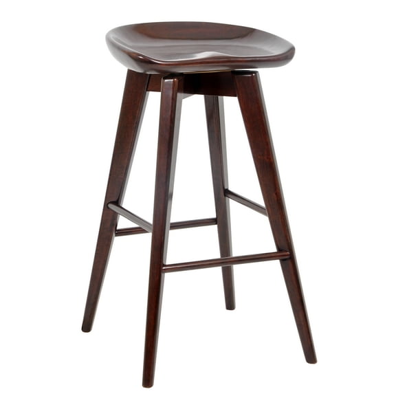 Boraam Bali 29" Backless Swivel Wood Bar Stool, Cappuccino Finish