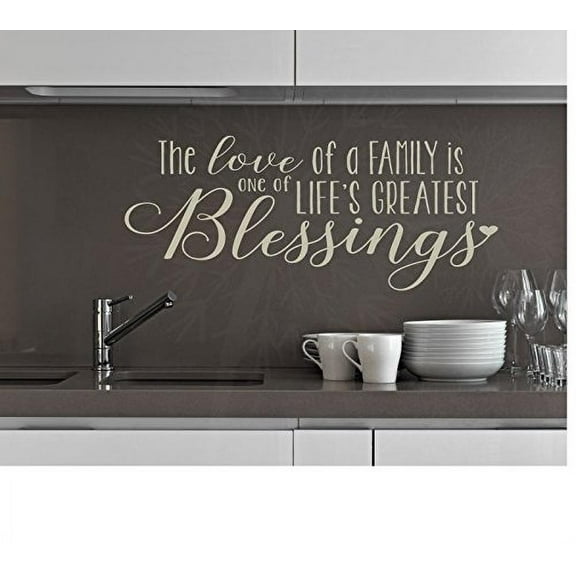 Love Of Family Blessing Family Wall Decals Vinyl Wall Letters for Home Décor, 23x10-Inch, Warm Gray