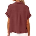 thumbnail image 6 of TaTaai Womens Short Sleeve Button Down Shirts Casual Linen Blend Blouses with Chest Pocket Scalloped Hem Solid Color for Summer 1-Pack Gift, 6 of 7
