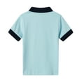 thumbnail image 2 of LittleSpring Toddler Boys Pique Polo Shirt 3T Sky Blue Uniform Shirts Short Sleeve Summer Clothes Solid, 2 of 6
