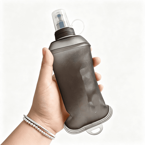 BPPEG Soft Flask,Tpu Collapsible Soft Water Bottle for Hydration Pack,Running Vest,Leak-Proof Folding Water Bottle for Hiking Cycling Climbing Jogging-250Ml Grey