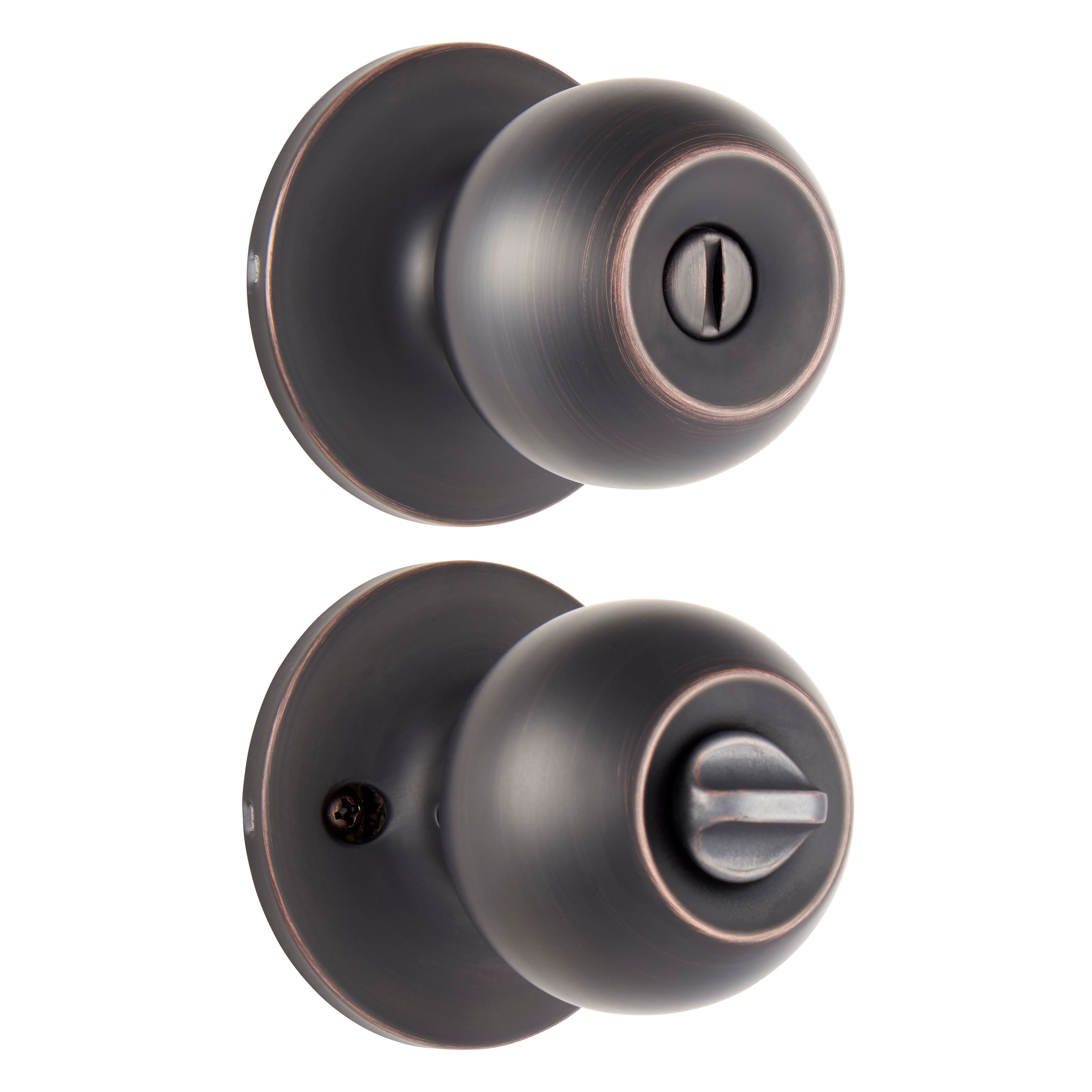 (4 pack) Brinks Privacy Bed/Bath Ball Style Doorknob, Tuscan Bronze Finish