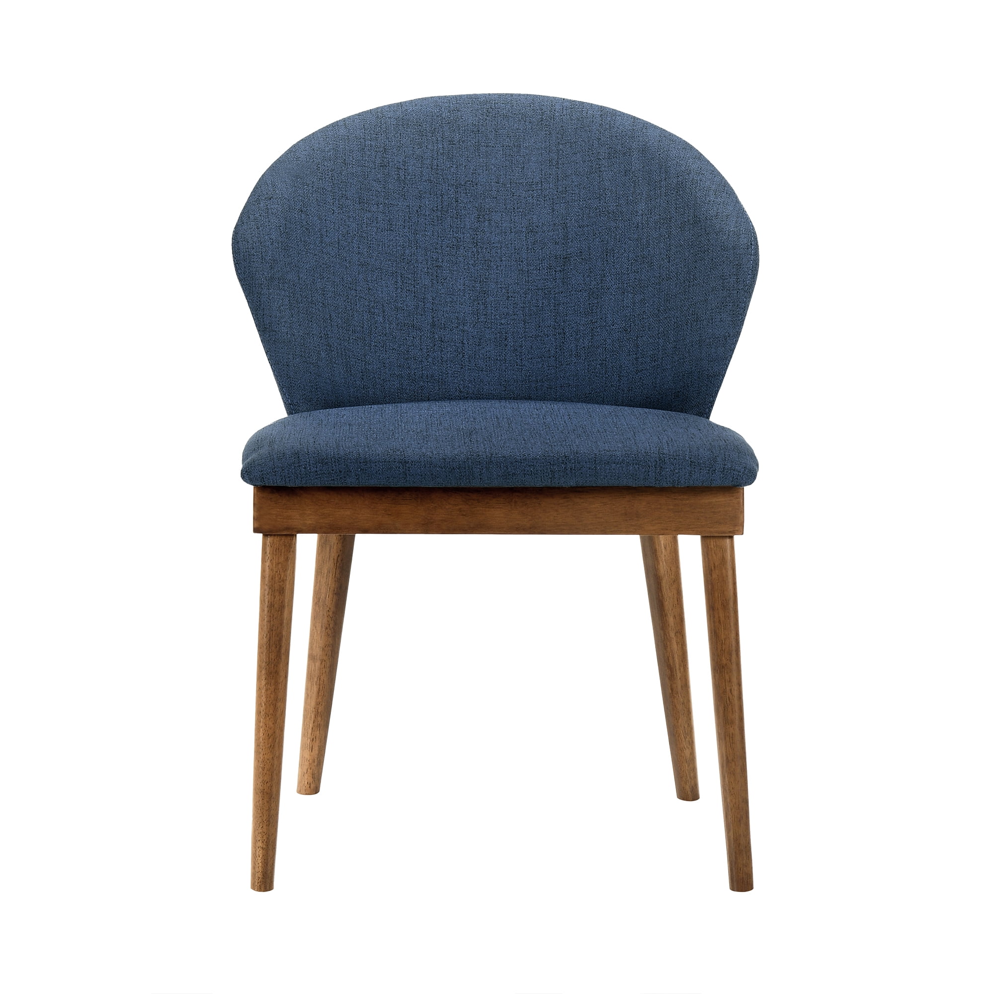 Juno Blue Fabric and Walnut Wood Dining Side Chairs - Set of 2