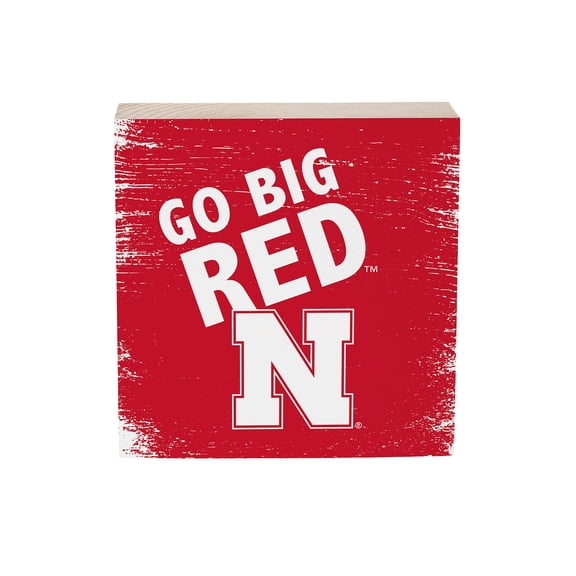 Nebraska Huskers 6" Square Fan Chant Wood Block Shelf Sign