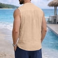 thumbnail image 4 of Sleeveless Shirt for Men Button Front Shirts Casual Pocket Top Soft Linen Shirt Daily Wear Tank Top, 4 of 8