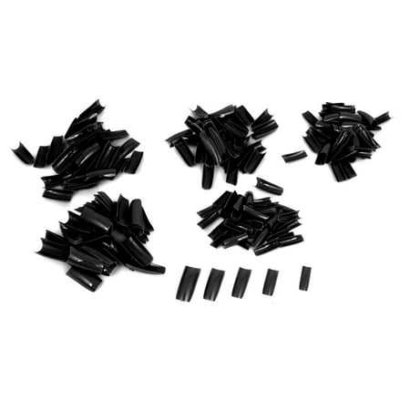 Unique Bargains Women Black Plastic DIY False Nail Art Decal Stickers Tip Decoration 250 Pcs