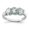 thumbnail image 3 of 925 Sterling Silver Rhodium Aquamarine and Diamond Ring Size 6, 3 of 6