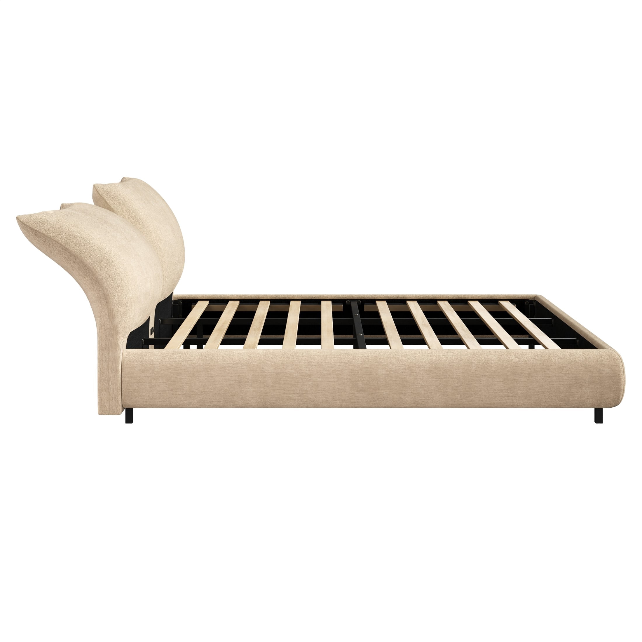 Christopher Knight Home King Upholstered Bed Frame with Adjustable Cushions, Beige