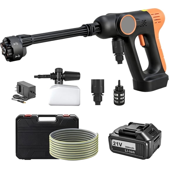 Cordless Pressure Washer Battery Powered, 800PSI Portable Electric Power Washer with 6-in-1 Nozzle, 21V Battery & Charger Included for Car, Home, Garden Cleaning
