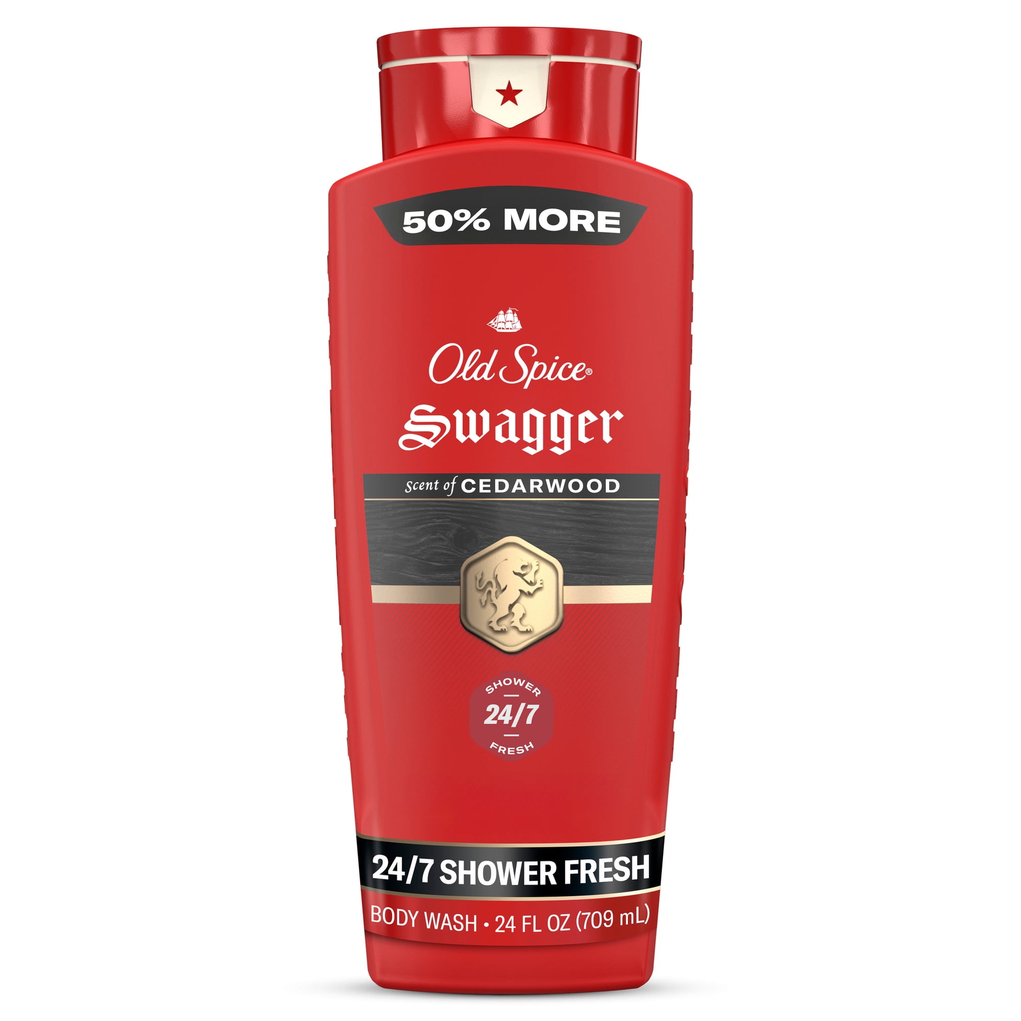 Old Spice Body Wash for Men, 24/7 Shower Fresh, Swagger Cedarwood, 24 fl oz