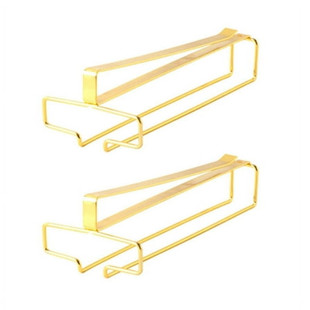 2X Wine Glass Rack, Under Cabinet Metal Holder, Stemware Hanging Stroage Rack Organizer-A