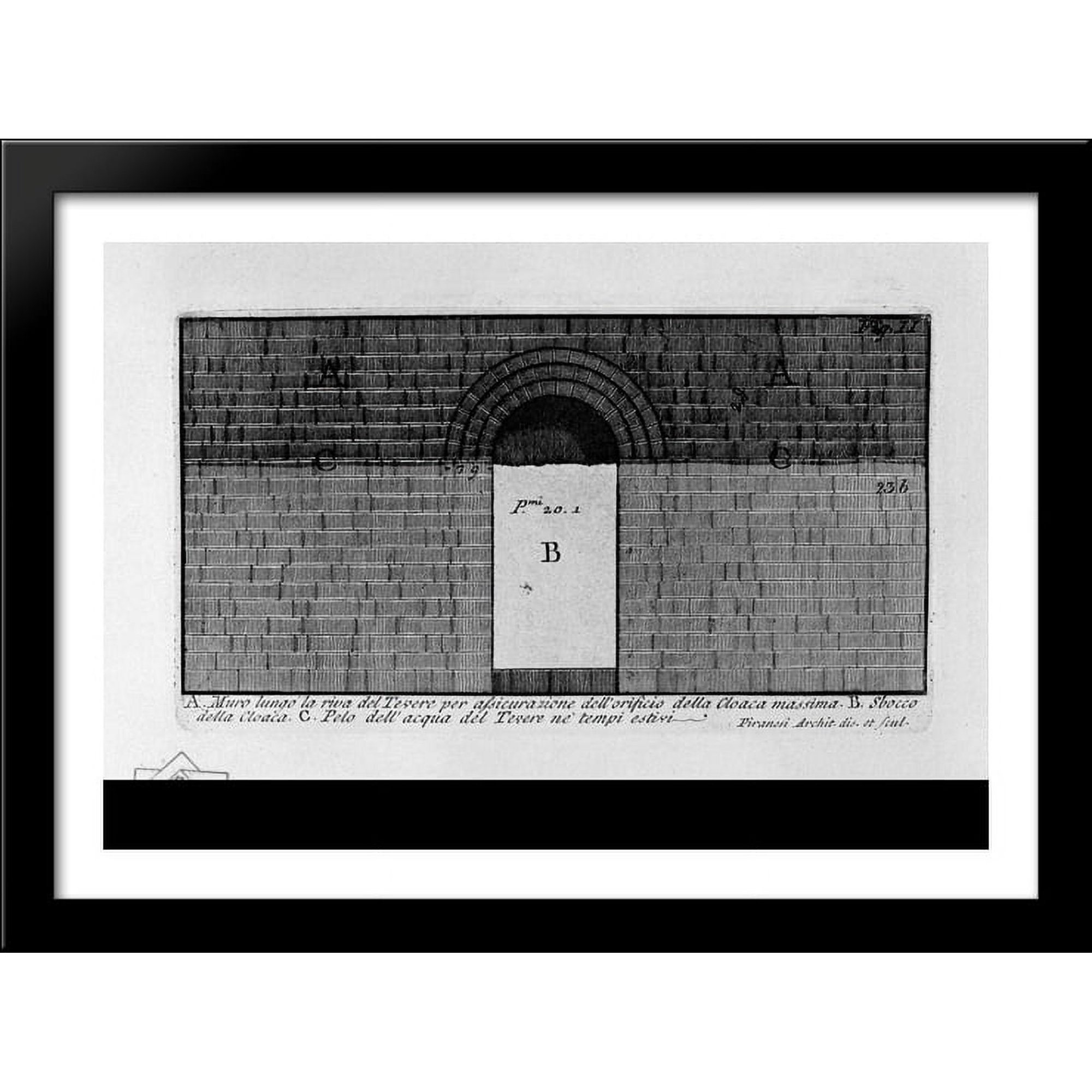 The Roman antiquities, t. 1, Plate XXII. Cloaca Maxima 38x28 Large Black Wood Framed Print Art by Giovanni Battista Piranesi