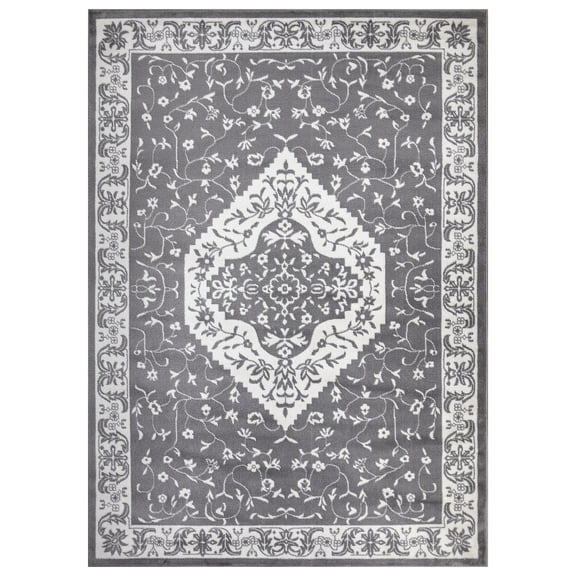 Pearl Heriz Gray 5 ft. x 7 ft. Medallion Area Rug