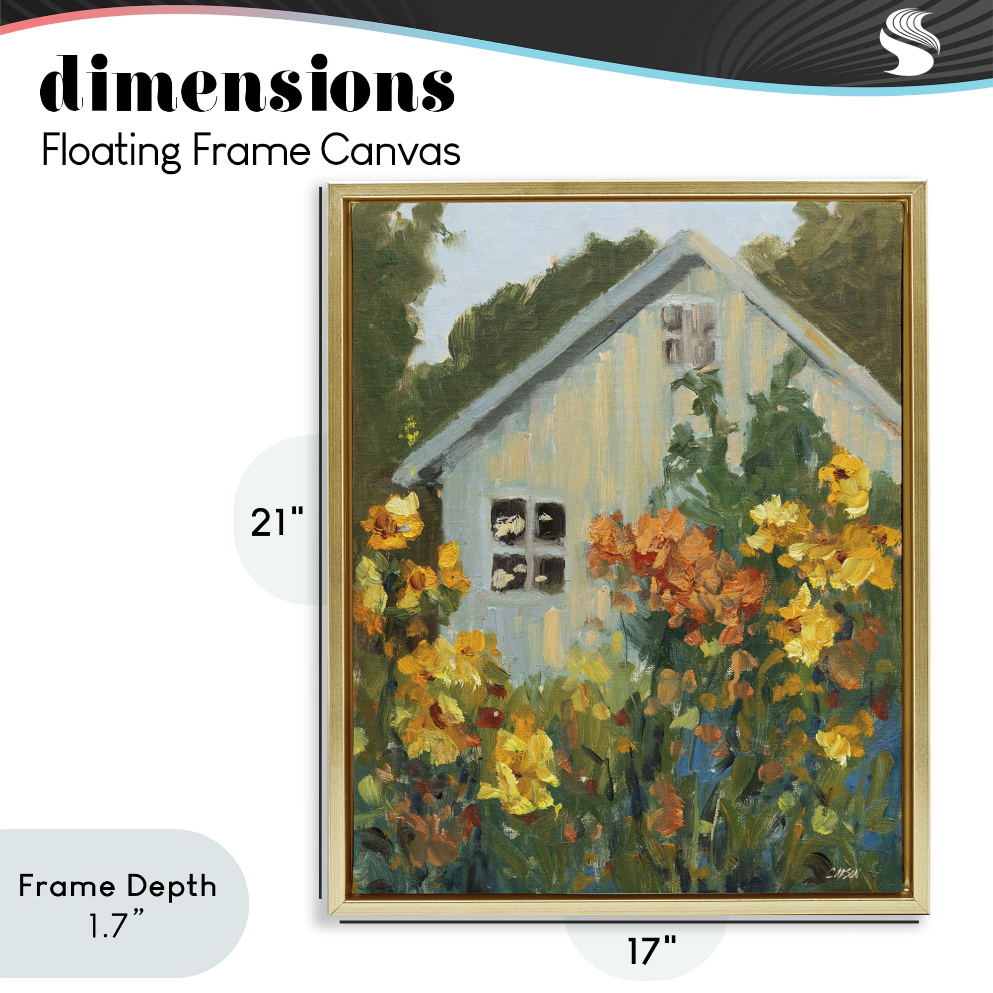 Stupell Industries Sunlit Cottage Garden View Gold Framed Floater Canvas Wall Art, design by Carson Overstreet