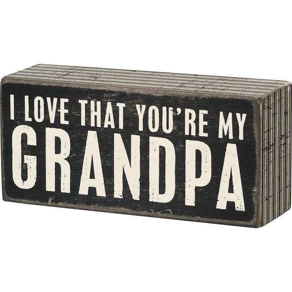 Primitives by Kathy Pinstripe Trimmed Box Sign, 5.50" x 2.50", My Grandpa