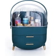 thumbnail image 6 of Makeup Cosmetic Organizer Box with Drawer Storage - Plastic Oval Storage Organizer with Turn Lock, Large Capacity for Women’s Skincare and Beauty Products (Green), 6 of 6