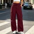 thumbnail image 5 of Hvogkswy Cargo Pants Women Drawstring Elastic Waist Jogger Cargo Pants Loose Straight Lightweight Comfy Hiking Pants with Multi Pockets, 5 of 7