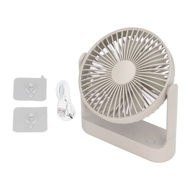 Ventilador de escritorio USB para colgar en la pared, 3 en 1, 4 velocidades, ángulo amplio de 270°, desmontable, portátil, multifuncional, gris