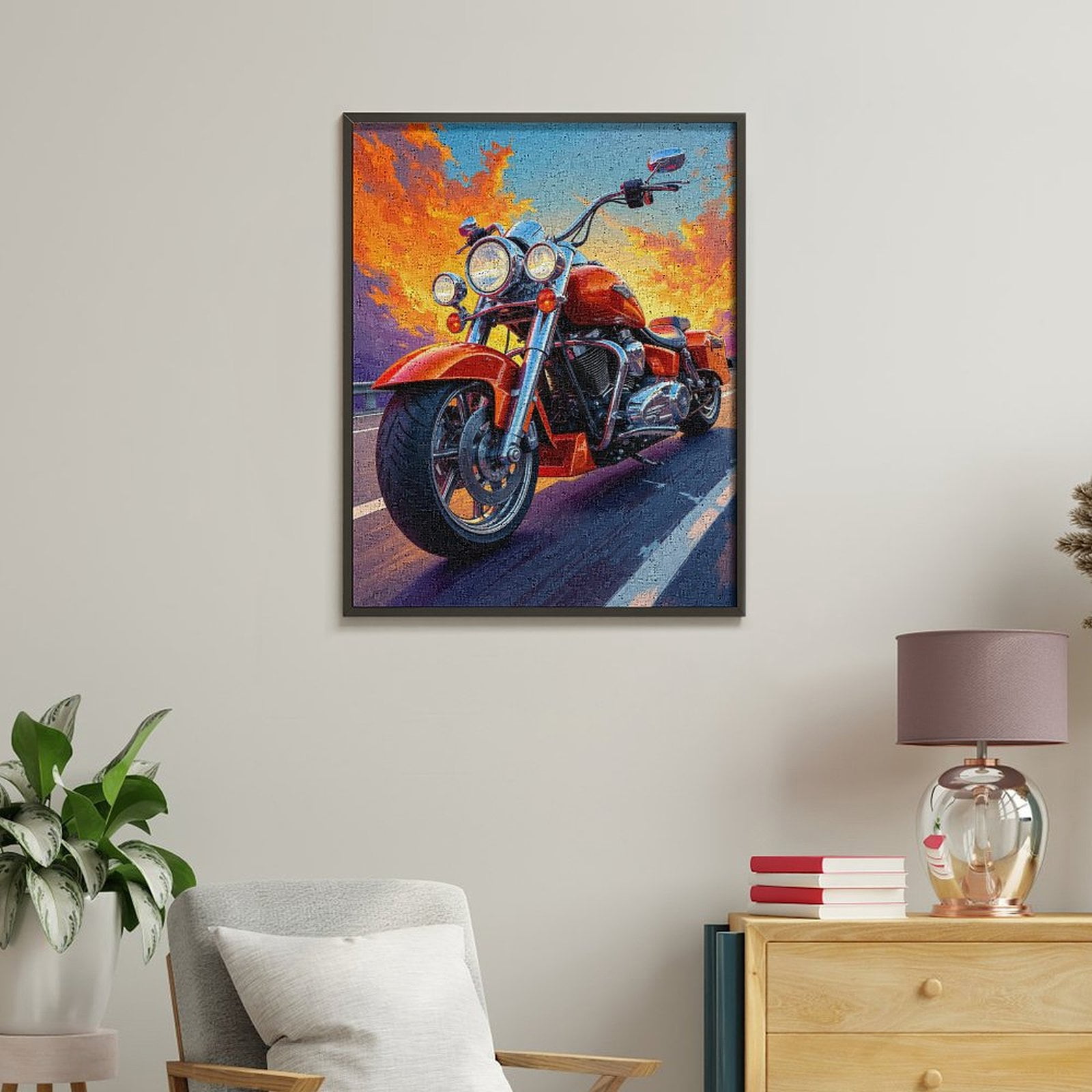 Paint by Numbers Kit for Adults, Motorcycle Sunset Ride Adventure Paint by Numbers, Easy Paint by Numbers Kit for Adults Beginner, DIY Adult Paint by Number Kits on Canvas, Home Decor