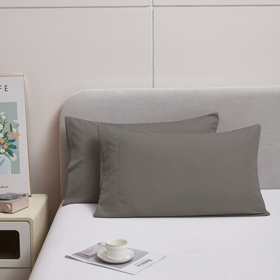 King Size Pillow Cases Set of 2 -18# Grey Brushed Microfiber Pillowcases 2 Pack, Super Soft Pillow Case Cover with Envelope Closure, 20x36 Inches