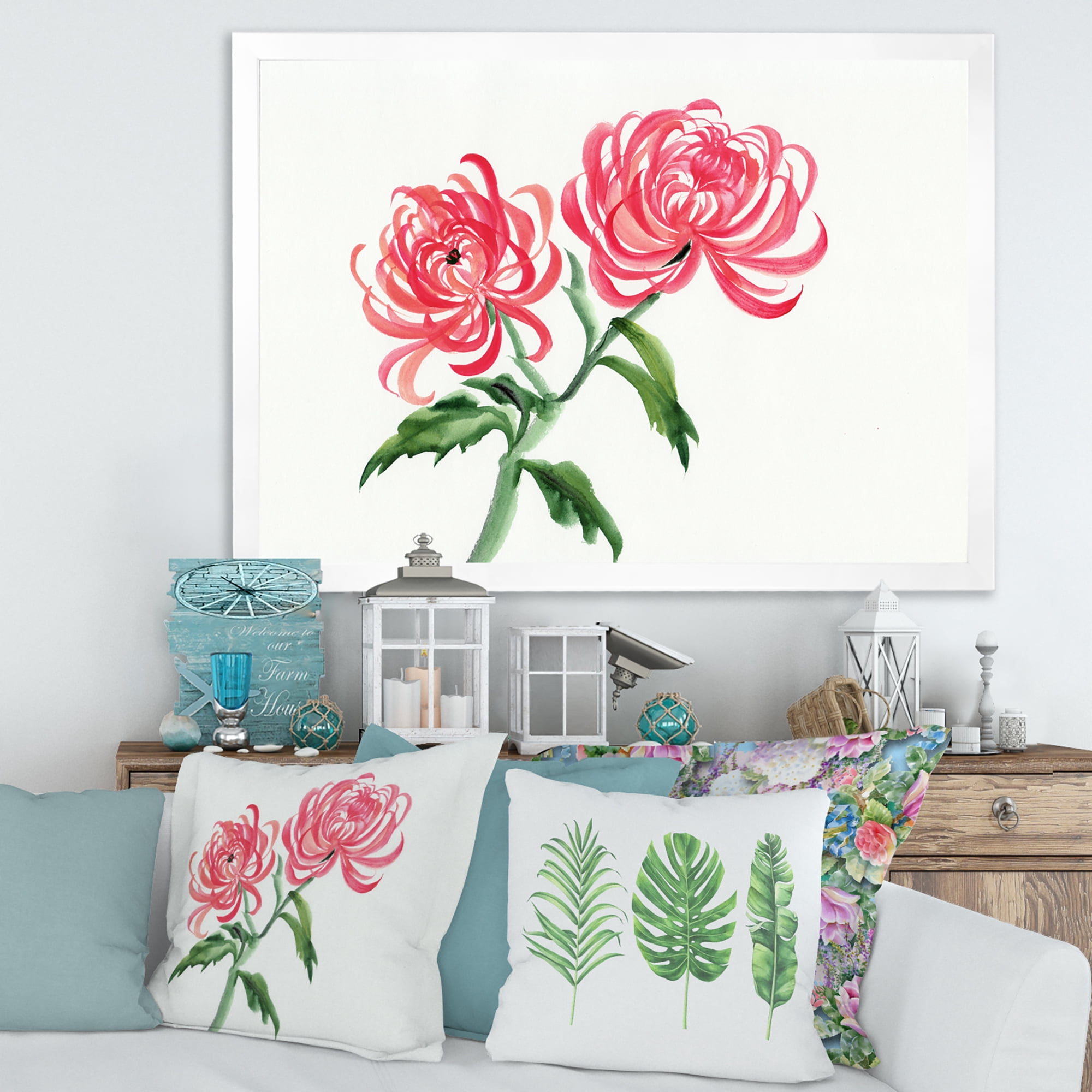 Designart 'Ancient Purple Chrysanthemum Flower' Traditional Framed Art Print